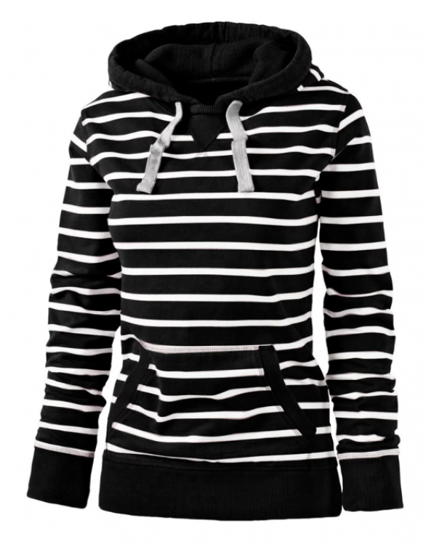 Hoodie dengan pola garis-garis bergaya sporty